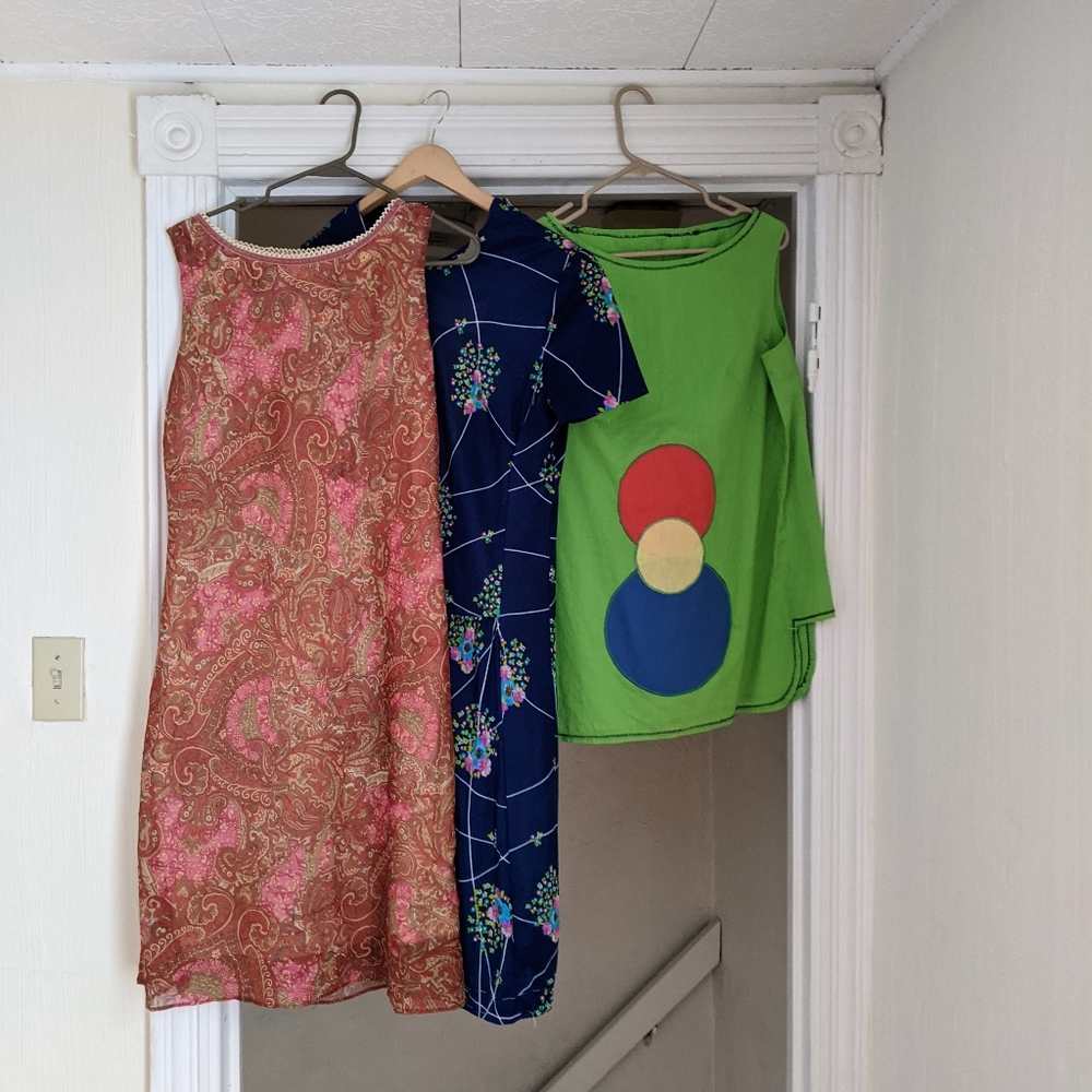 Lot of 3 vtg (2 look handmade) dresses